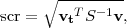      ∘ --T---1--
scr =  vt  S  v,
